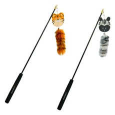 DING DONG PET 貓咪動物羽毛逗貓棒釣竿2件組, 混色, 1套