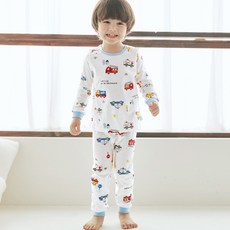 Maykids 男童款彩虹車車30支棉9分袖家居服套裝