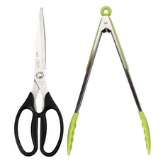 ZEUS Kitchenware 廚房剪刀 + 矽膠夾具組, 綠色(夾具), 1套