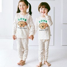 메이키즈 유아동 주니어 사랑해퍼피 9부 30수 싱글 실내복 상하의 세트