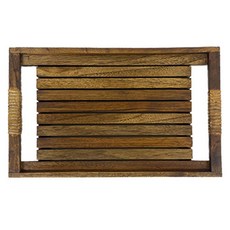 GUM TREE 柚木長方形木柄古董托盤, 1個, 混色