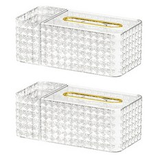 Yaehome 水晶收納裝飾面紙盒, 白色, 2個