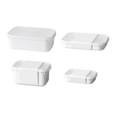 일상나눔 PP 전자레인지용 밀폐 보관 용기 4종 세트, 1세트, 밀폐용기 350ml + 700ml + 800ml + 1600ml
