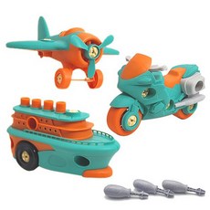 DIY 탈것 만들기 창의력 공구놀이 3종 세트, 랜덤발송 그린 + 오렌지, 1개