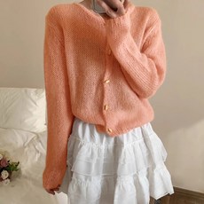 메이첼 루즈핏 라운드넥 앙고라 니트 가디건 13402