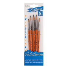 Black Tree 布朗藝術水彩圓頭畫筆5件組, 1套