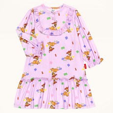 mollimelli friends 幼兒款迪士尼小鹿斑比花朵桃皮絨睡衣連身裙