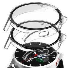 GOOSPERY Galaxy Watch全覆蓋鋼化玻璃硬殼2件組, 透明, 透明, 1套