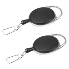 스타리움 多用途釣魚高爾夫鑰匙圈鋼絲伸縮扣環, 黑色, 2個