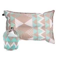 슴스다 휴대용 부드러운 방수 에어베개, 그레이 + 그린, 1개