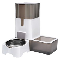 Lanboer 寵物半自動餵食碗 懸浮式飲水器 FREE, 1個, 灰色