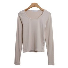 시크블랙 여성용 렌디엘 유넥 슬림핏 베이직 골지 티셔츠 cpt15567k47