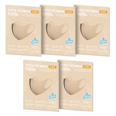 마스키치 아동용 스타일 핏 쿨 아쿠아 마스크, 1개입, 5개, 베이지