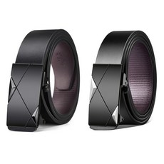 Elsso 每日舒適休閒正裝皮帶 自動扣 2件組