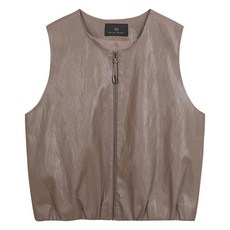 SI FASHION (SI) 皮革下擺鬆緊帶拉鍊背心 SJVZI2708