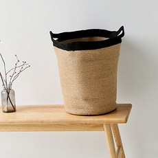 MARKET B JUTEM 手工編織籃 CJB20, 自然色 + 黑色