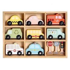 TOOKY TOY 拓客 原木汽車與交通標誌組, 1套, 11件