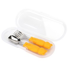 果凍熊矽膠湯匙叉子組, 湯匙 + 叉子, 1套, 02 芒果