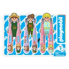 Playmobil 摩比人 兒童牙刷組, 1套, 淺粉色 + 淺紫色 + 粉紅色