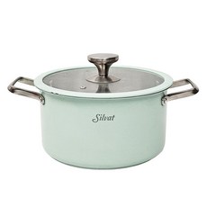 Silvat IH電磁爐適用3層不鏽鋼雙耳鍋, 18cm, 1個, 薄荷綠