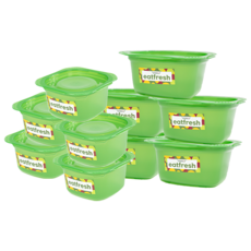 KKOMKKOMI Eatfresh微波爐適用冰箱收納綠色保鮮盒 2種組, 5組, 保鮮盒 300ml+500ml