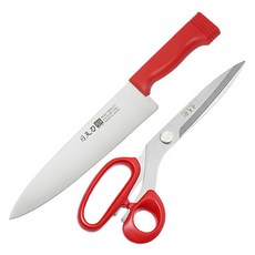 일천도 세키덴 분류형 칼라식도 220mm + 특상 벨가위 빨강 255mm 세트, 1세트, 칼 + 가위