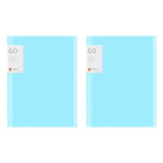 Eumes A4 60頁透明文件夾, 天藍色, 2個