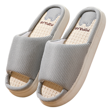 EVER HOUSE 基本款小熊亞麻緩震拖鞋, 1個, 灰色