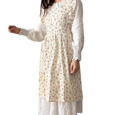 생활예찬 프릴 플라워 원피스 앞치마, 핑크, 1개