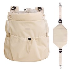 Perrigato 狗狗外出包攜帶包後背包+腰保護帶組, Ivory, 1組
