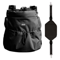 Perrigato 狗狗外出提籠背包 + 護腰帶組合, 黑色, 1套