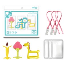 ange 3D手腕長頸鹿固齒器3件組, 混合色, 3D長頸鹿 黃色 + 巧克力香蕉 + 草莓, 1套