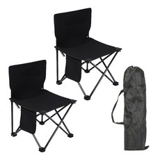 Seumseuda 戶外寬版露營輕量椅, 黑色, 2個
