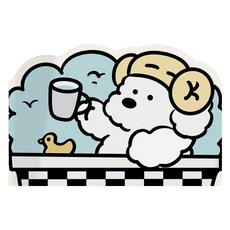 Cotton View 可水洗浴室珪藻土地墊, 1個, 洗澡的比熊犬