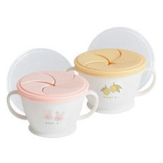 BABY&I 奶油零食杯2件組, 芥末黃榅桲, 珊瑚粉兔子, 1套