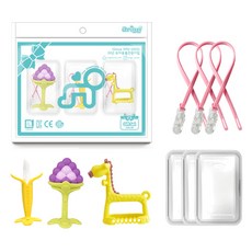 ange 3D手腕長頸鹿固齒器3件組, 混合色, 3D長頸鹿 黃色 + 香蕉 + 3D葡萄, 1套