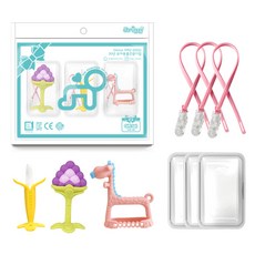 ange 3D手腕長頸鹿固齒器3件組, 混合色, 3D長頸鹿 粉紅色 + 香蕉 + 3D葡萄, 1套