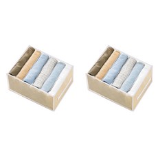 Yeehome 網格T恤褲子整理盒 大型6格, 象牙白, 2個