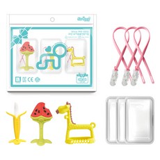 ange 3D手腕長頸鹿固齒器3件組, 混合色, 3D長頸鹿 黃色 + 香蕉 + 3D西瓜, 1套