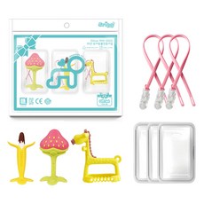 ange 3D手腕長頸鹿固齒器3件組, 混色, 3D長頸鹿黃色 + 巧克力香蕉 + 3D草莓, 1套