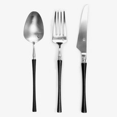 BELLE design 派崔克甜點餐具3件組, 銀黑色, 1套, 甜點匙 + 甜點叉 + 甜點刀