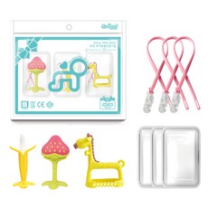 ange 3D手腕長頸鹿牙膠3件套, 混合色, 3D長頸鹿 黃色 + 香蕉 + 3D草莓, 1套