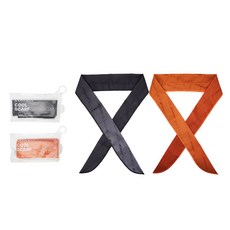 Kantukan 涼感圍巾2件組, 橘色 + 黑色, 1套