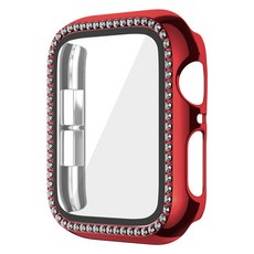 Rinablue 智慧手錶水鑽貼膜一體式保護殼 40mm, 1個, 紅色