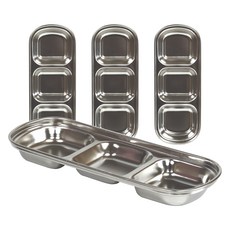 不鏽鋼3格小菜盤, 銀, 4個