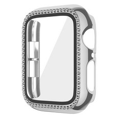 Lina Blue 智慧手錶水鑽保護膜保護殼一體式 42mm, 銀色, 1個