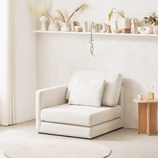 chaewoori 푹쉼 무빙 아쿠아텍스 기능성 패브릭 접이식 소파베드 1인용 소파 우형 방문설치, 아이보리