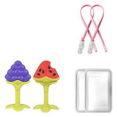 앙쥬 치발기 2종 세트, 포도(치발기) + 3D수박(치발기) + 보관 케이스 + 스트랩, 혼합색상, 1세트