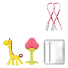 ange 固齒器2件組, 混色, 長頸鹿(固齒器) + 草莓(固齒器) + 收納盒 + 掛繩, 1套