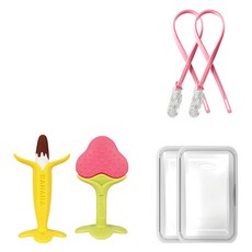 ange 最佳固齒器2件組, 混色, 巧克力香蕉+草莓+收納盒+掛繩, 1套